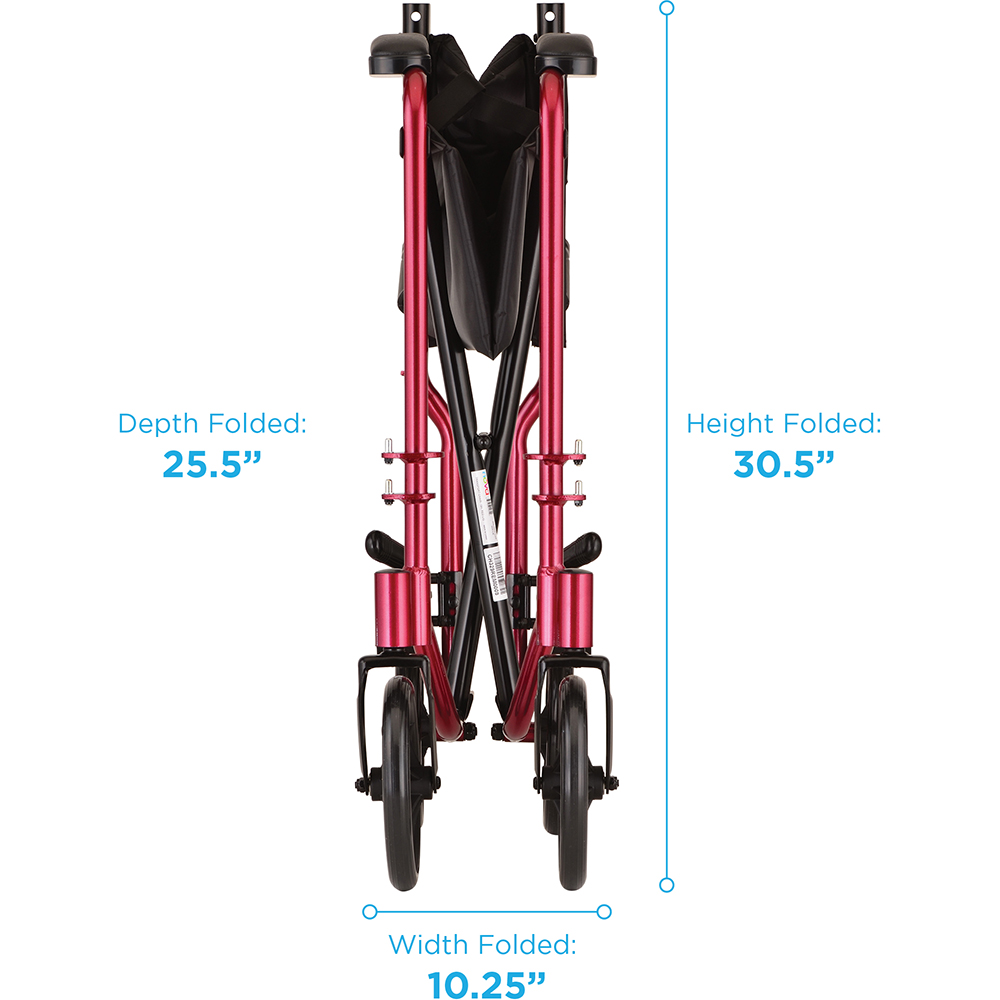 TRANSPORT CHAIR 19"  RED FOLDED MEASUREMENTS